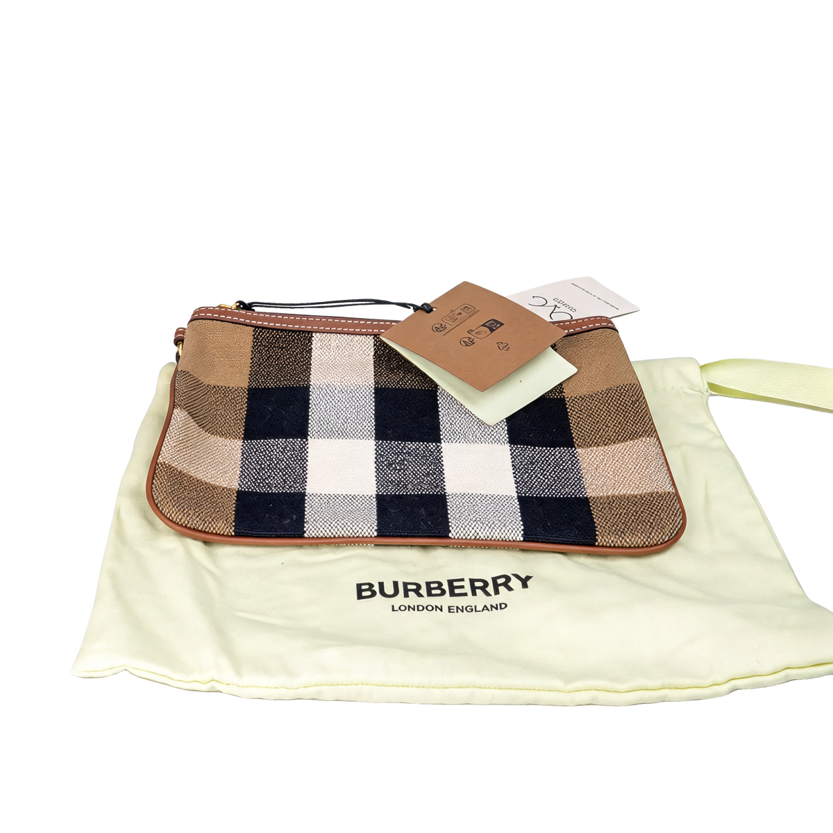 Check Canvas Wristlet Pouch