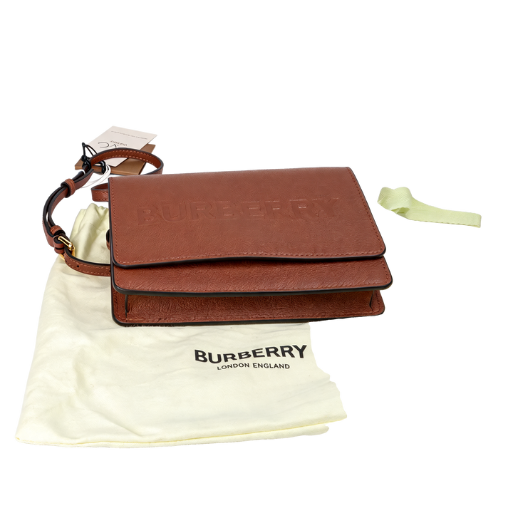 Logo Embossed Leather Crossbody Bag