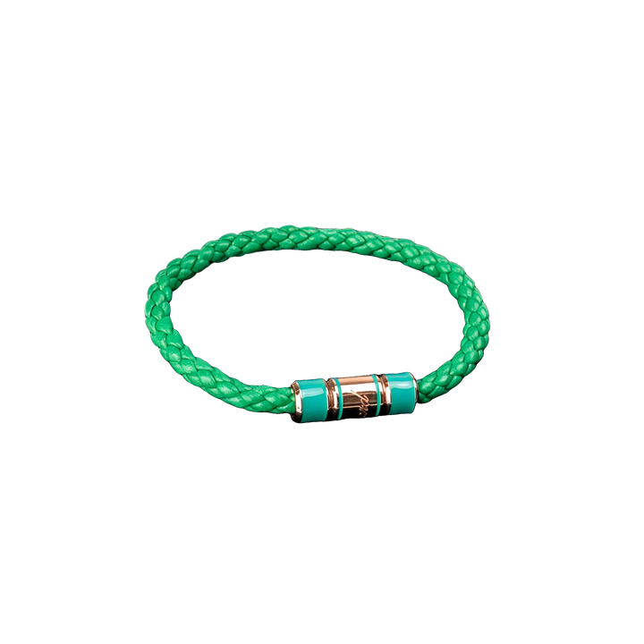 Ice Cube Braided Leather Bracelet (Green)