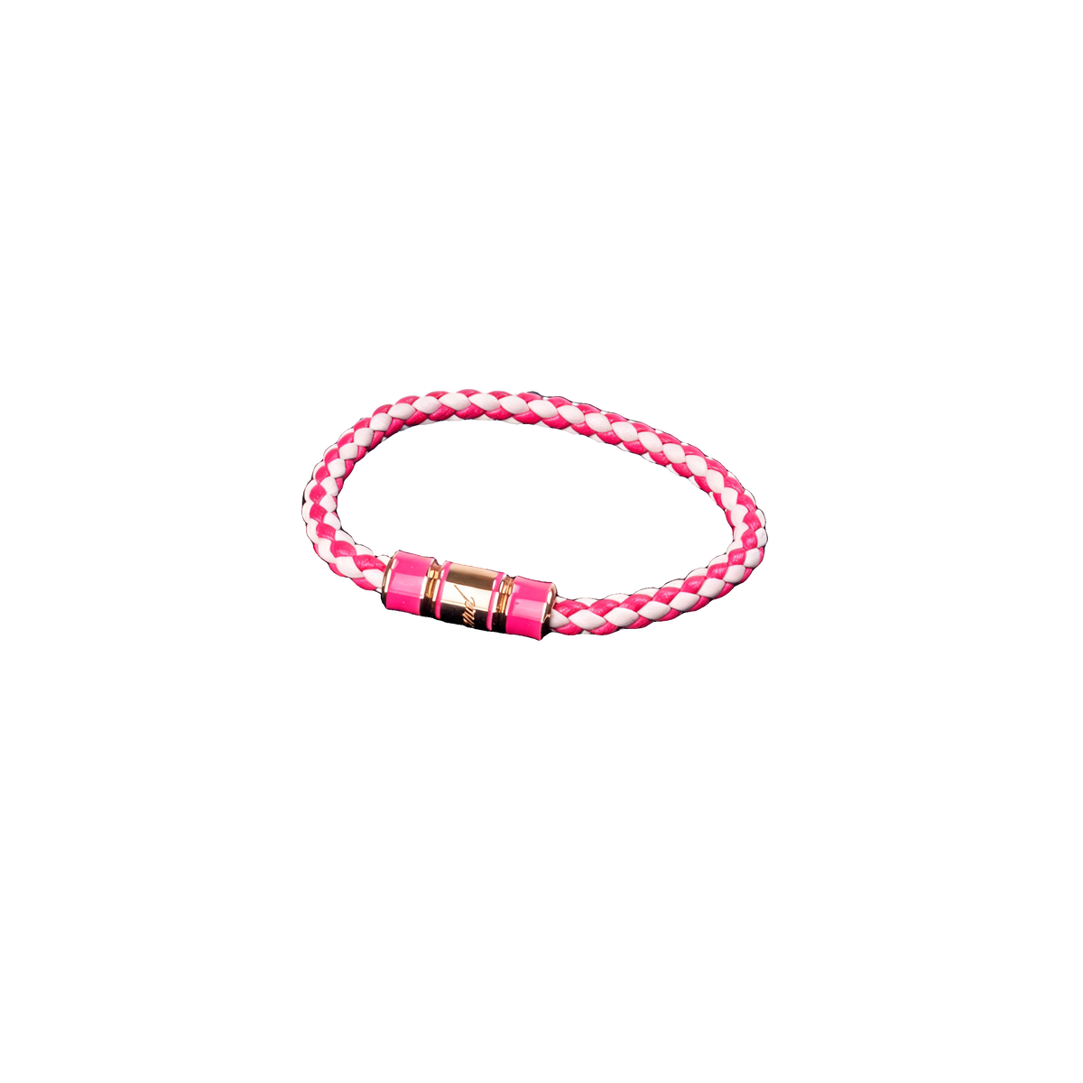 Braided Leather Bracelet (Pink/White)