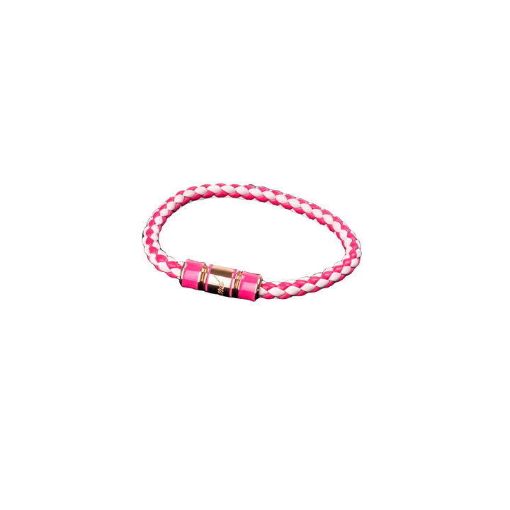 Braided Leather Bracelet (Pink/White)