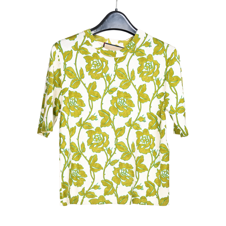 Floral Print Short-Sleeve Knit Top