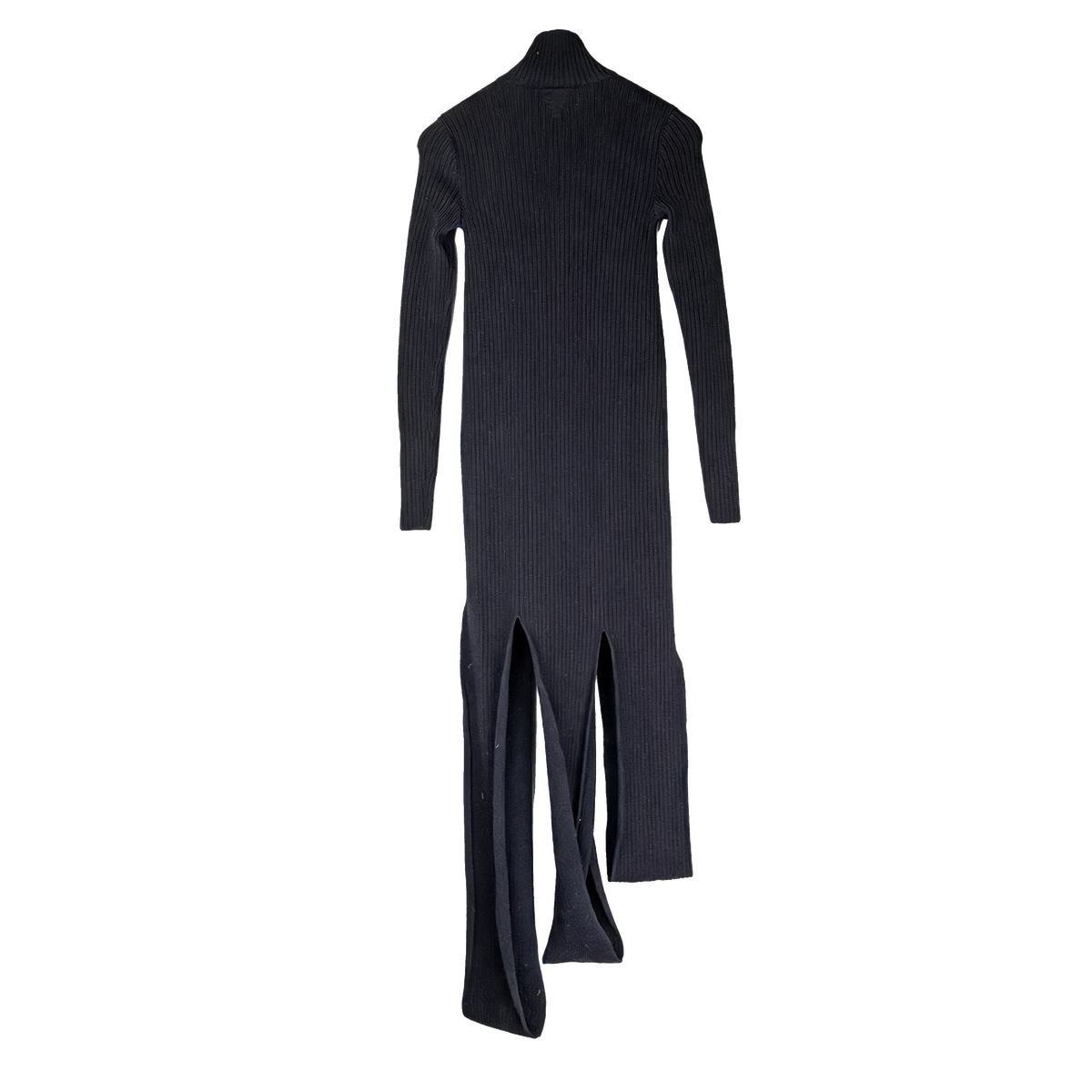 Ribbed Wool-Blend Dress with Slash Hem