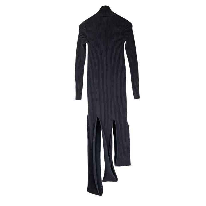 Ribbed Wool-Blend Dress with Slash Hem