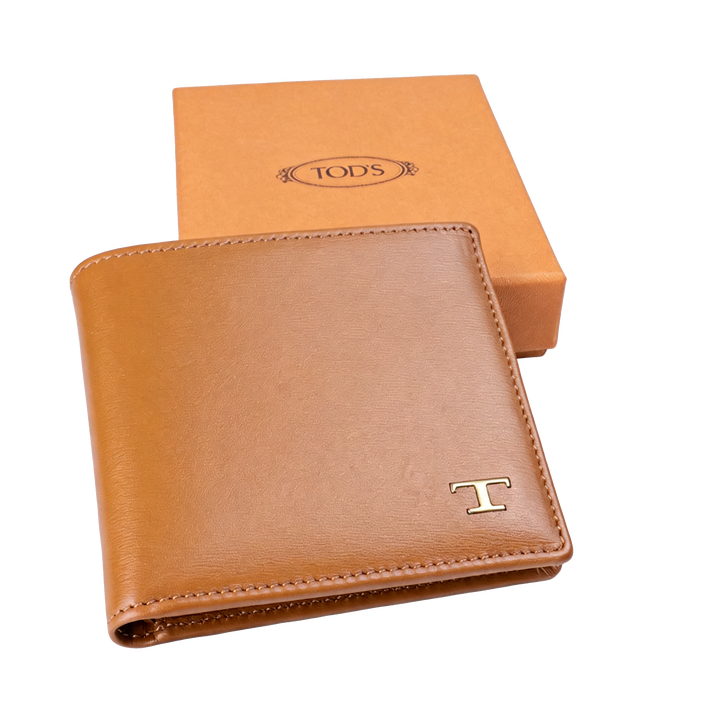 T Logo Leather Bifold Wallet