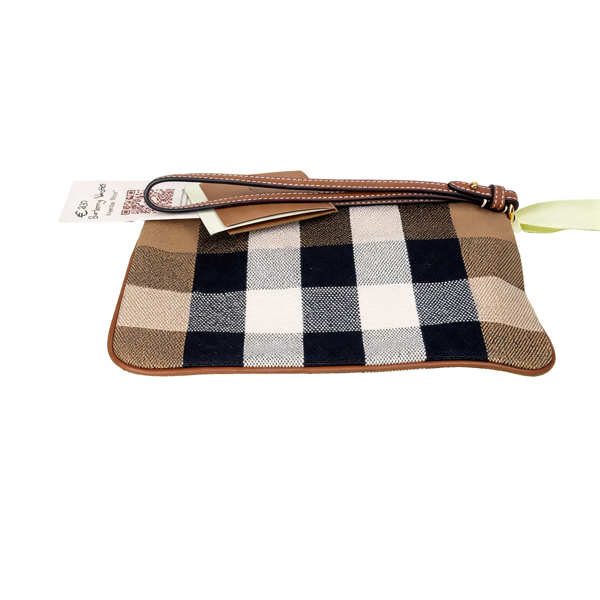 Check Canvas Wristlet Pouch