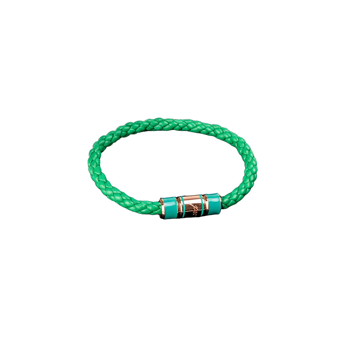Ice Cube Braided Leather Bracelet (Green)