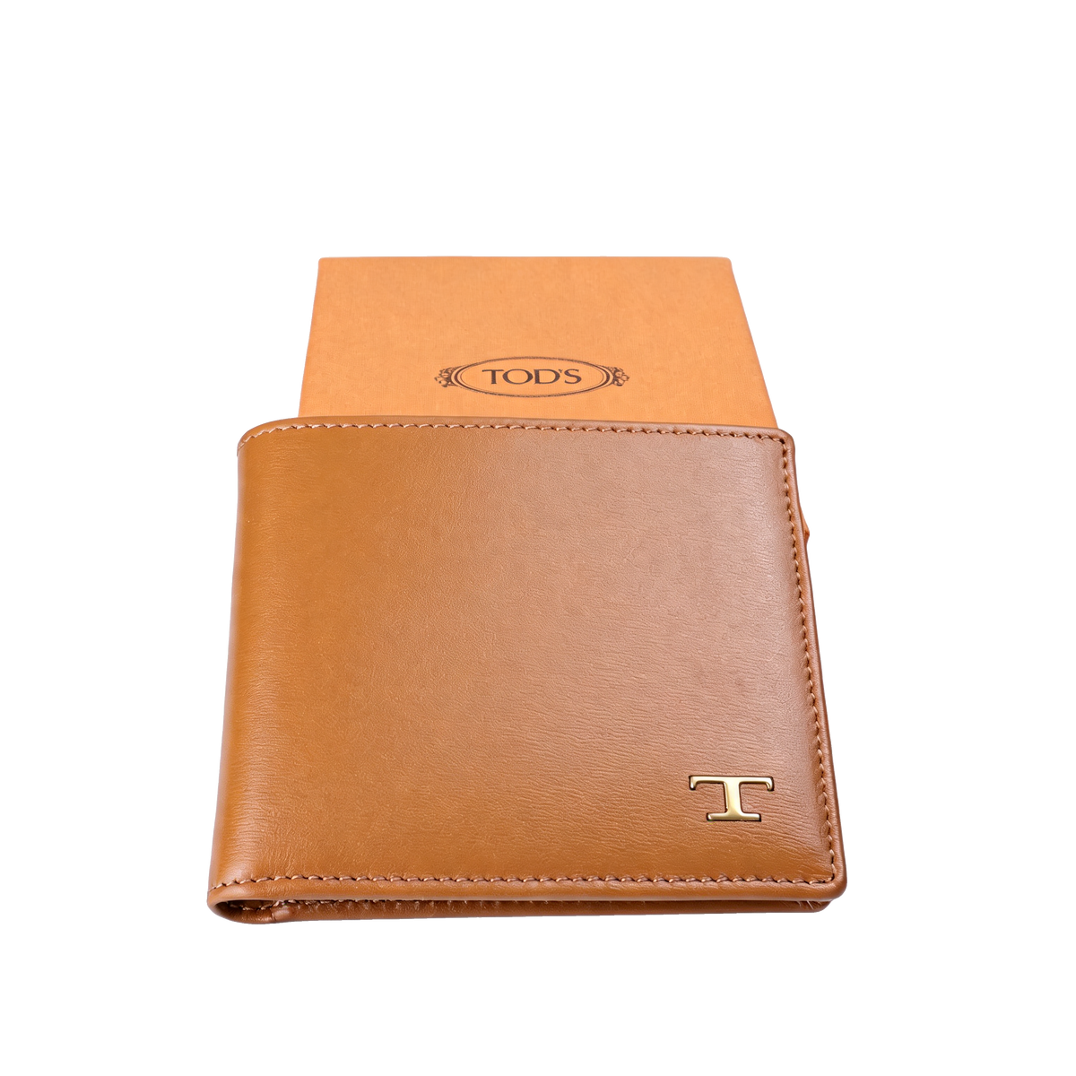 T Logo Leather Bifold Wallet