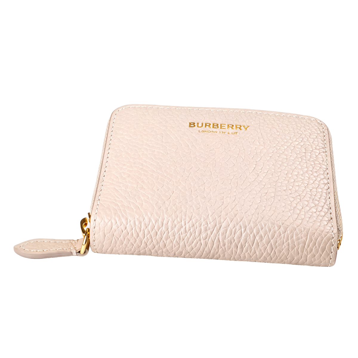 Grained Leather Zip Coin Wallet