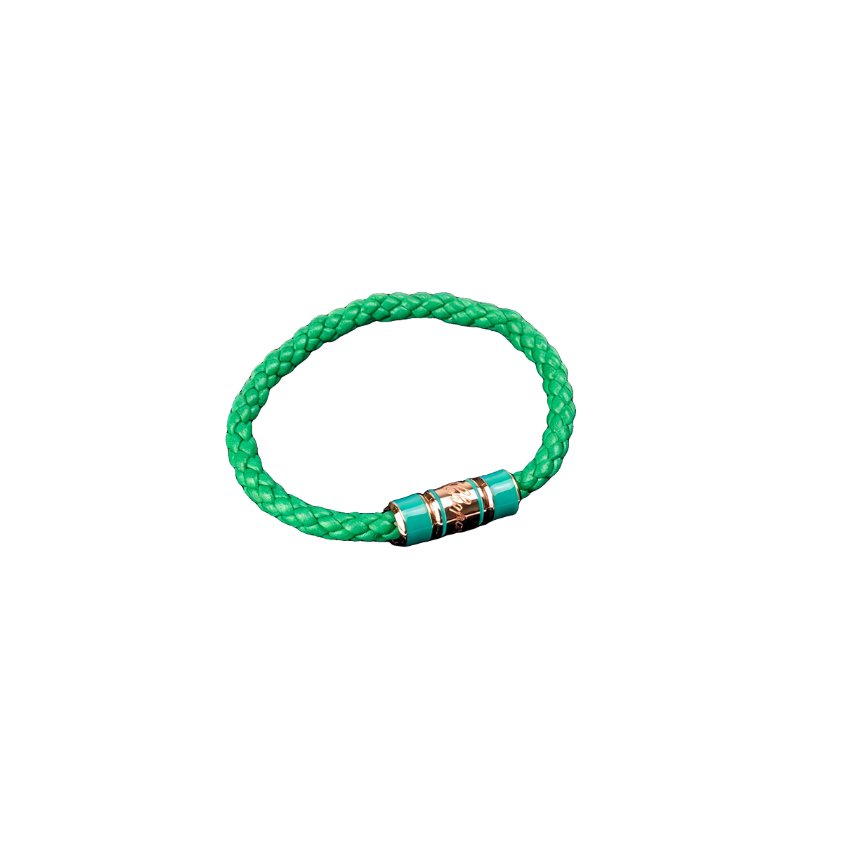 Ice Cube Braided Leather Bracelet (Green)