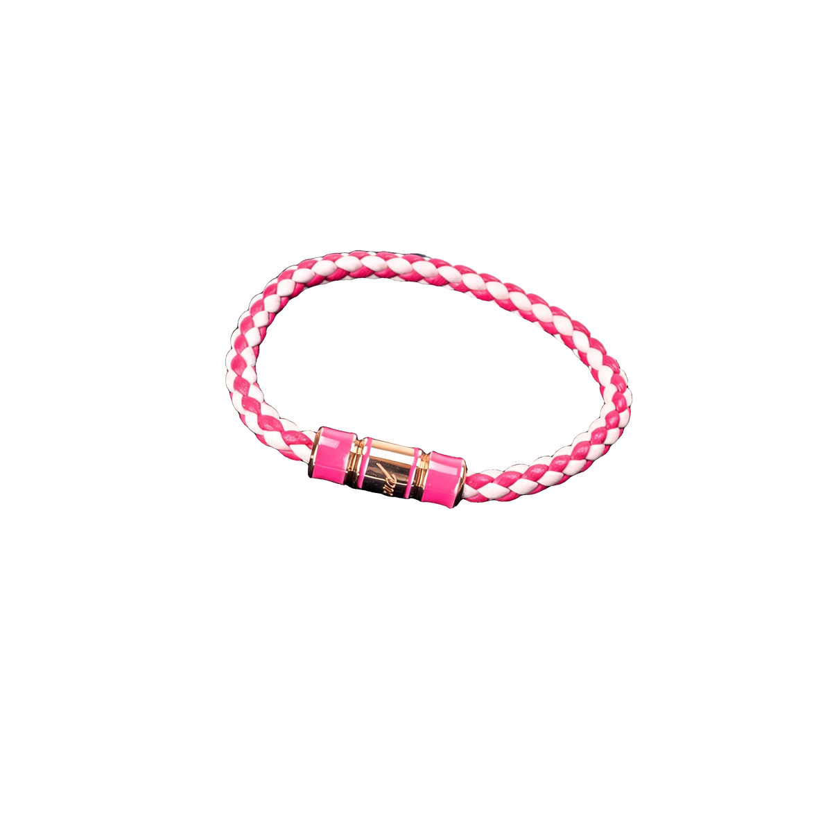 Braided Leather Bracelet (Pink/White)