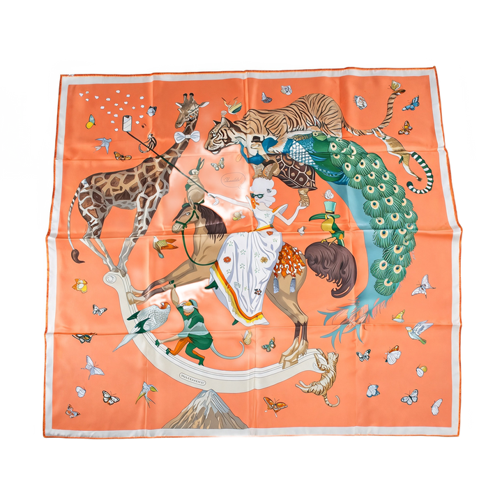 Hermes Carre 90 Hermes Story abricot 1