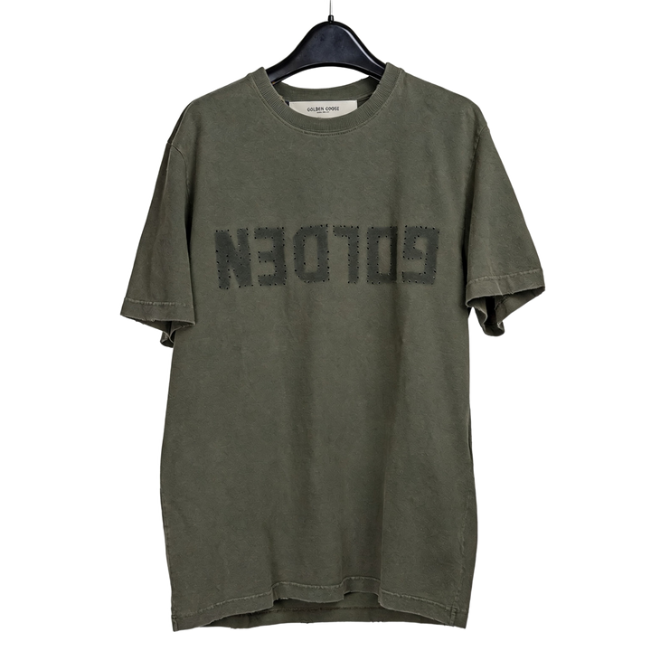 Golden Goose T-Shirt with Logo Dusty Olive