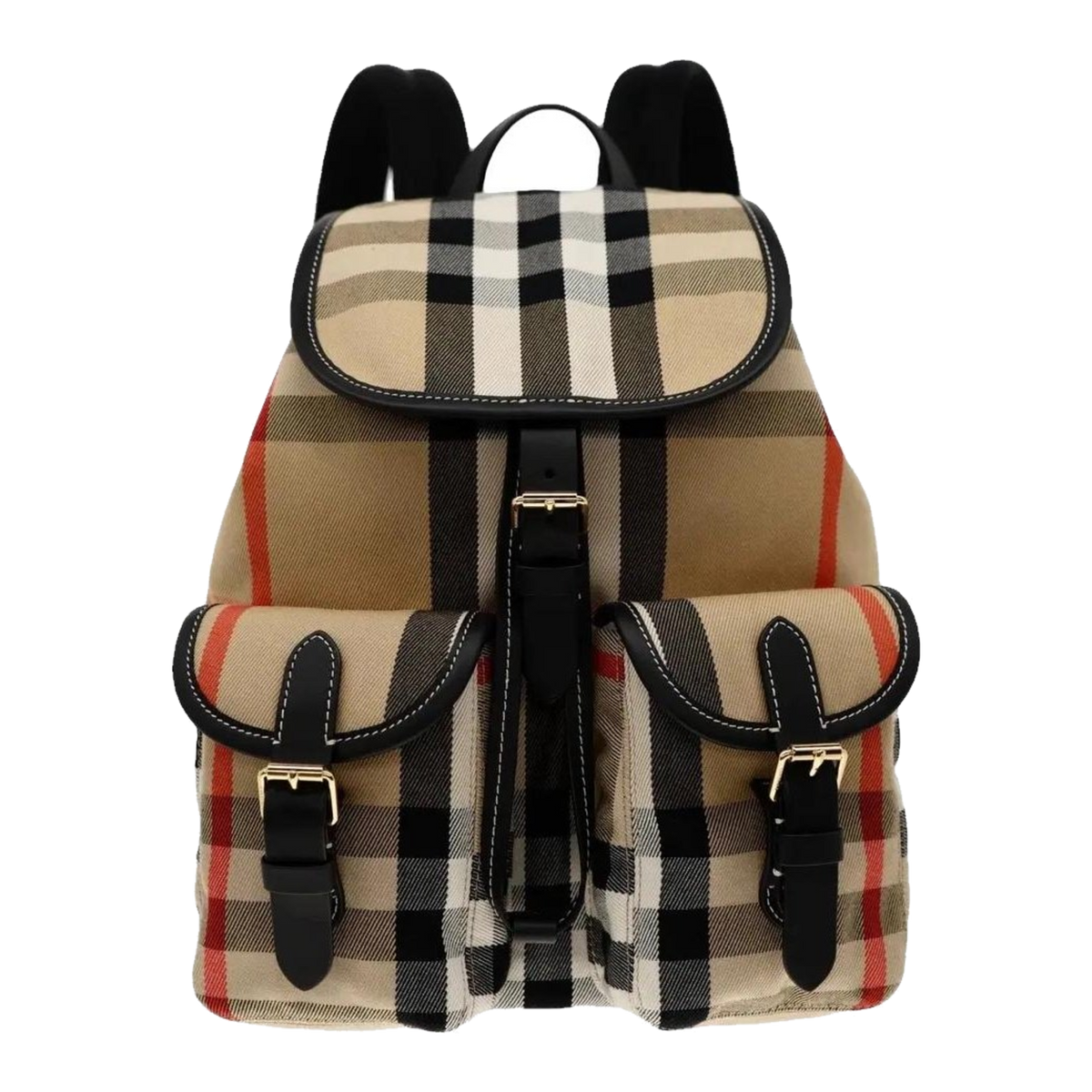 Burberry Check Canvas Backpack, archive beige – front
