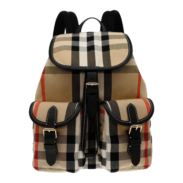 Burberry Check Canvas Backpack, archive beige – front