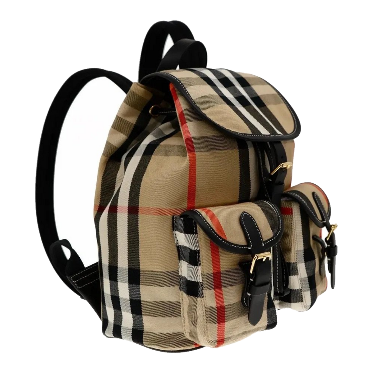 Burberry Check Canvas Backpack – three-quarter view